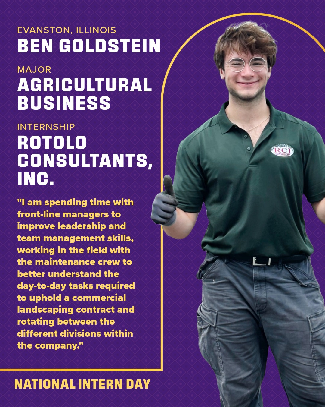 Intern Day photo and quote by Ben Goldstein; text version follows at bottom of page.