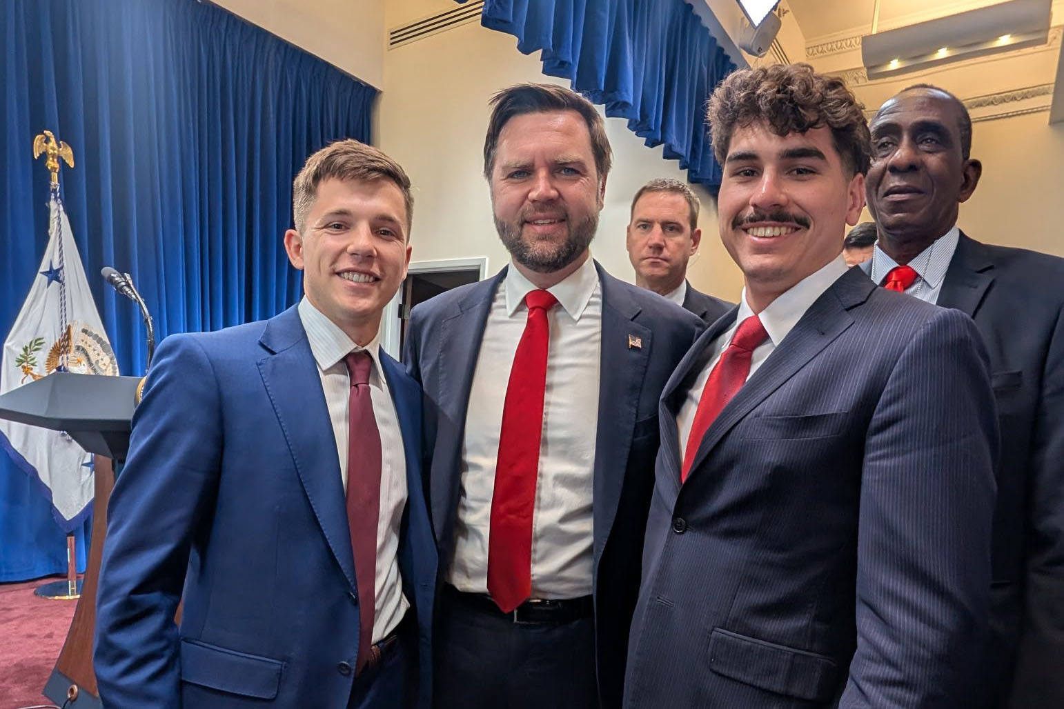 Deshotel and Voiselle in a group photo with Vice President JD Vance