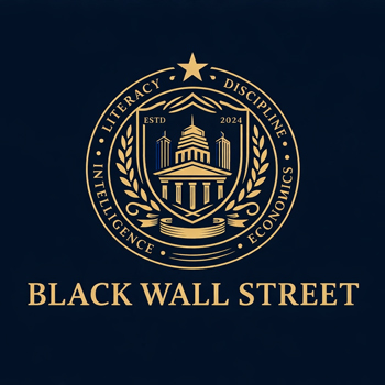 Black Wall Street logo in gold on a black background