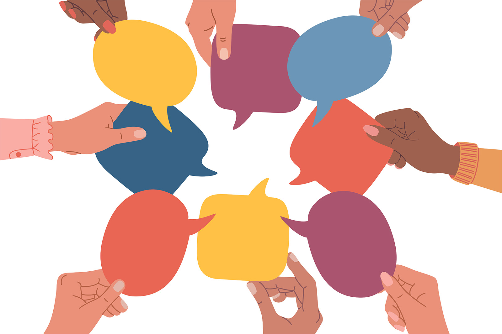 hands holding speech bubbles