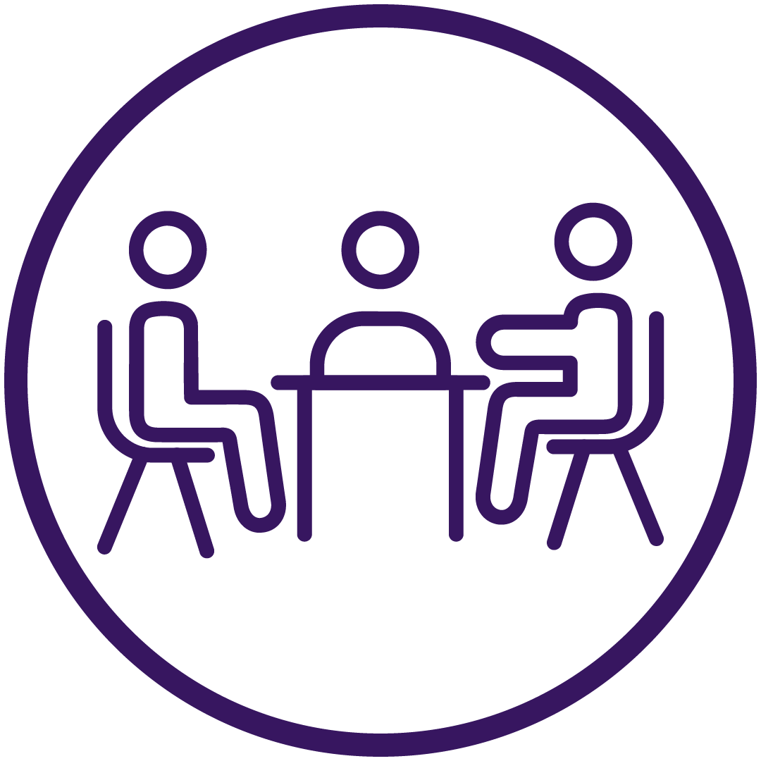 icon showing 3 students at a table