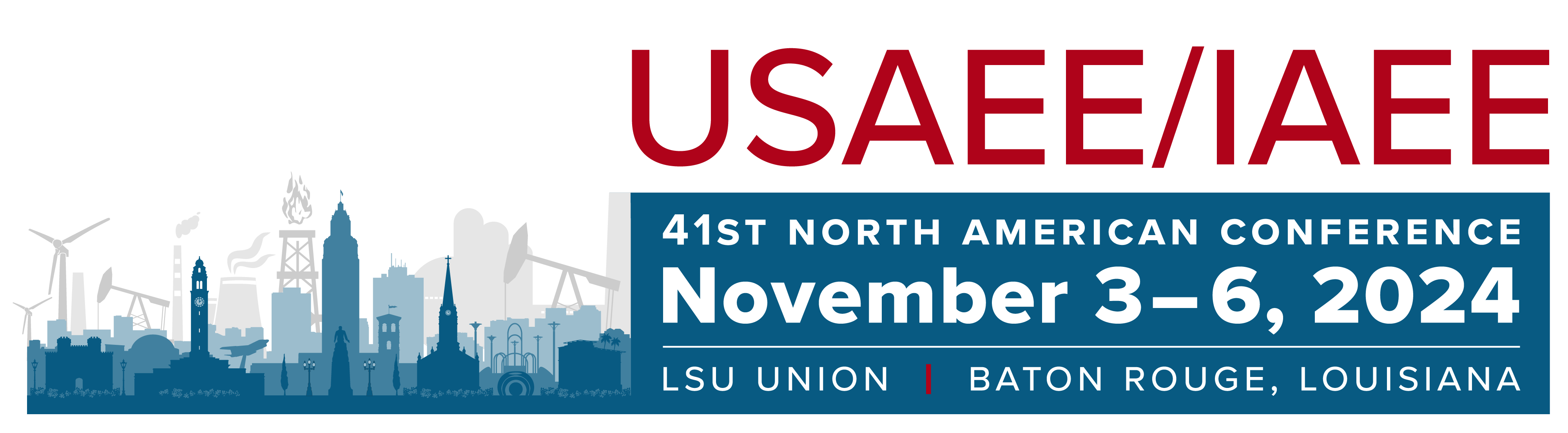 usaee conference logo with baton rouge skyline
