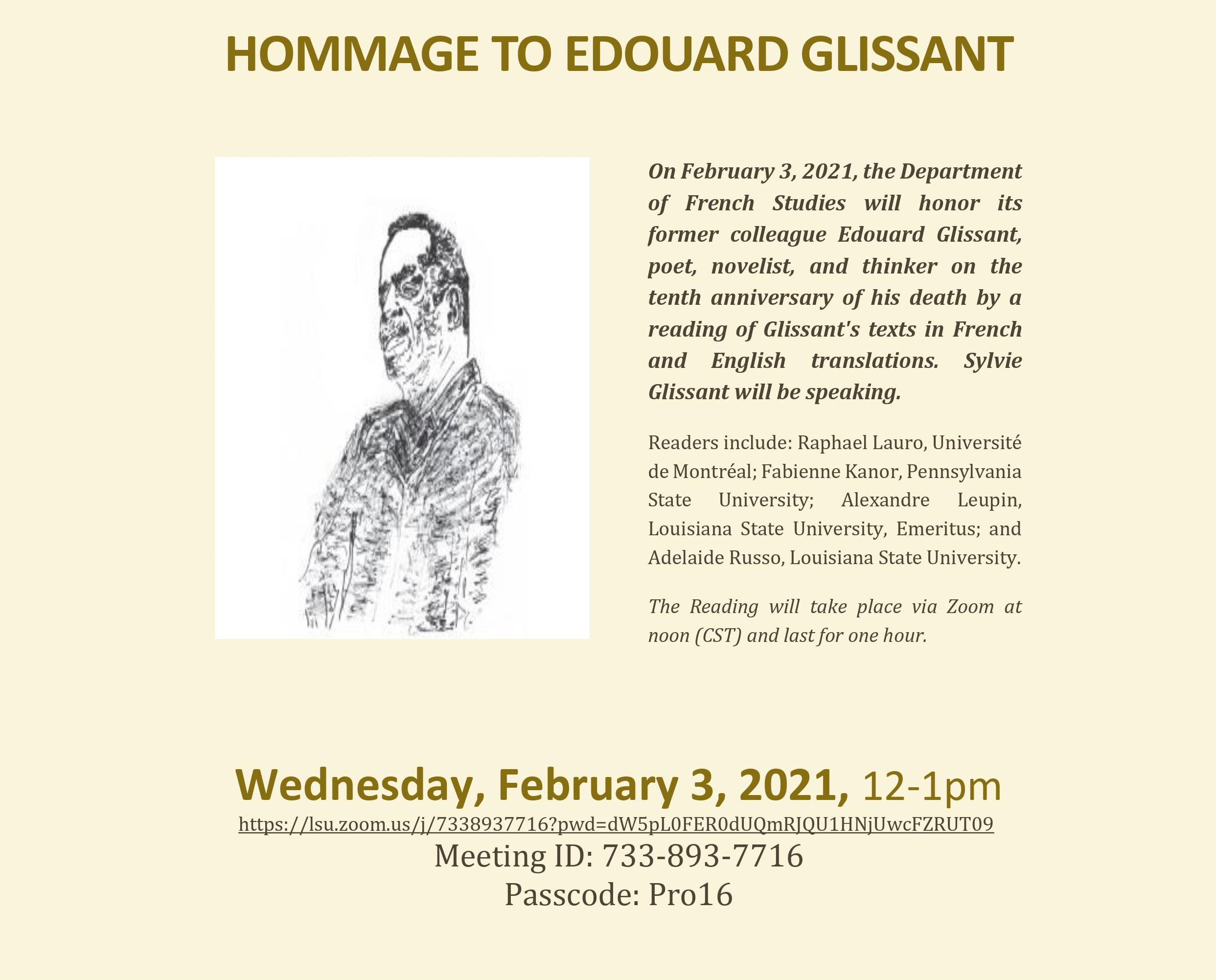 Flyer for Edouard Glissant