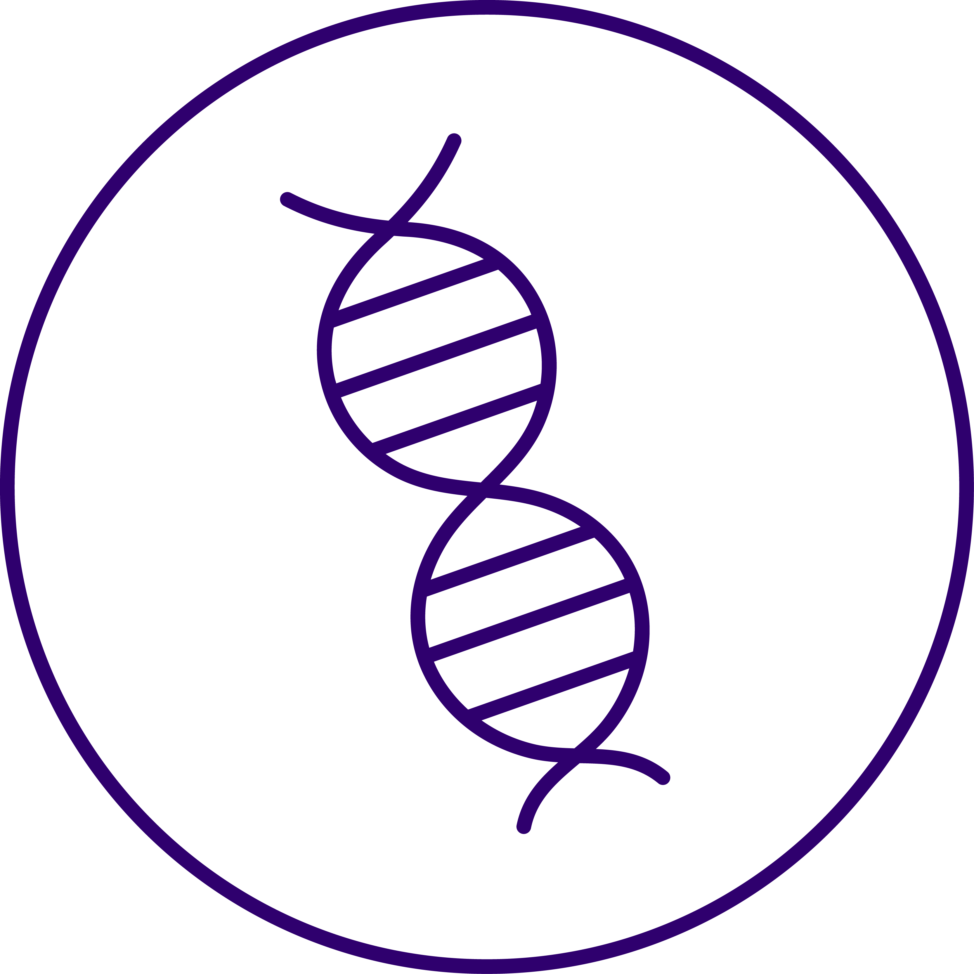 icon containing dna inside a purple circle