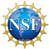 NSF Logo; photo of Earth with "NSF" in center and gold people holding hands around it