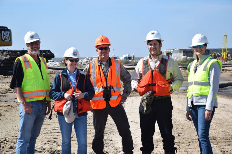 Some of the Queen Bess Island project team members from left to right: Garvin Pittman, Katie Freer, Todd Baker, Jacques Boudreaux and Amanda Phillips