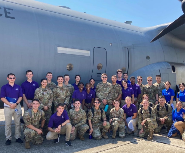 Cadets in front of C-130