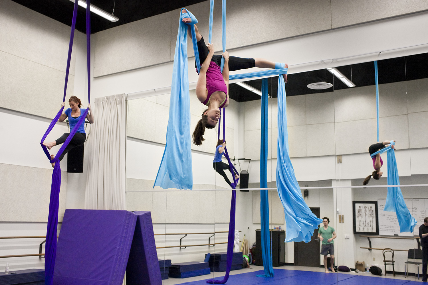 photo: students in aerial silks class
