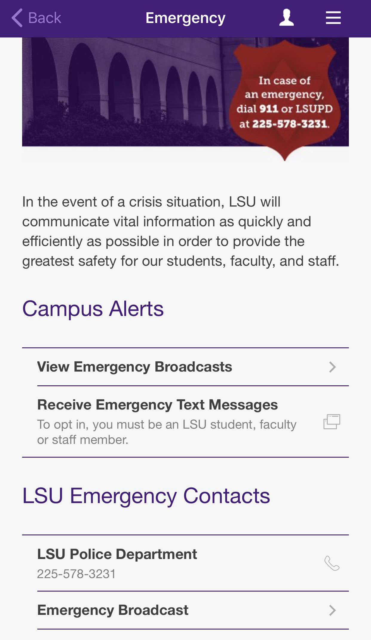 Campus Alerts Screen