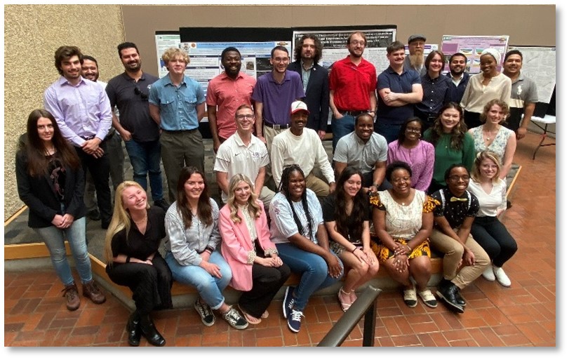 some of the undergraduate and graduate students who presented posters at the 2023 LSU Department of Geology and Geophysics Rock Stars Poster Competition.