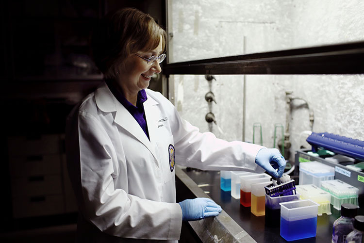 Dr. Stephania Cormier in her lab.
