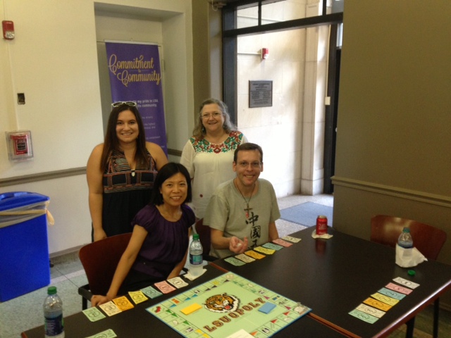 Students playing board games at Non-Traditional student Organization event